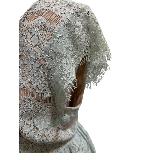 Maeve by Anthropologie Sage Mint Lace Cap-Sleeve Peplum Top • Size S boho - Picture 3 of 5